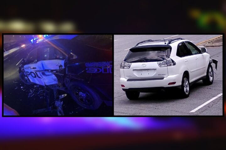 Two officers injured after SUV plows into parked patrol car flees scene·